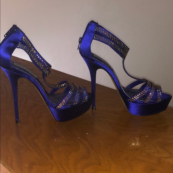 Steve Madden Purple Satin Rhinestone Heels SZ 7 - Picture 5 of 5